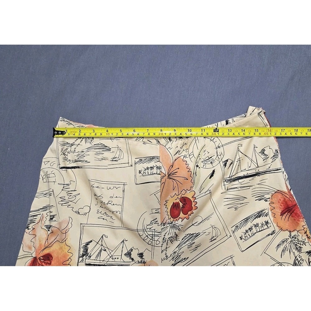 Hearts Of All Over Vintage Postcard Print Women Capri Pants Sz 12 Side Waist Zip - Picture 6 of 9